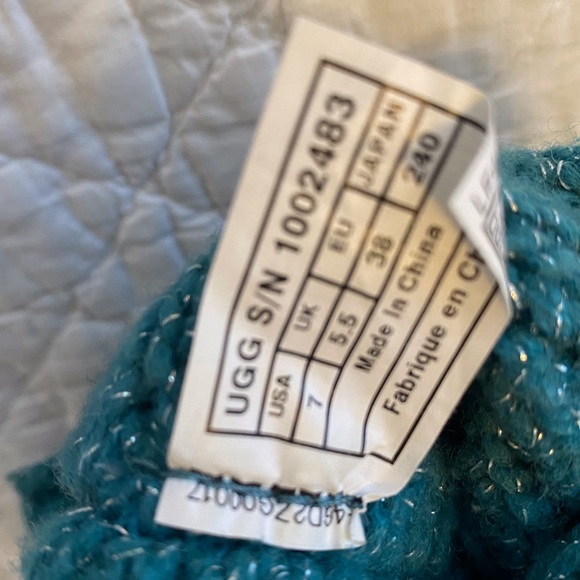 Ugg lattice knit tall sweater boot in aqua with silver sparkle ladies 7 - Picture 5 of 6